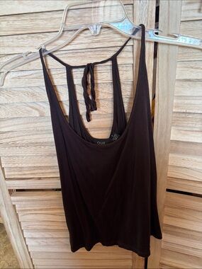 Que Brown Women's Tank Top with Tie-Back Detail Small